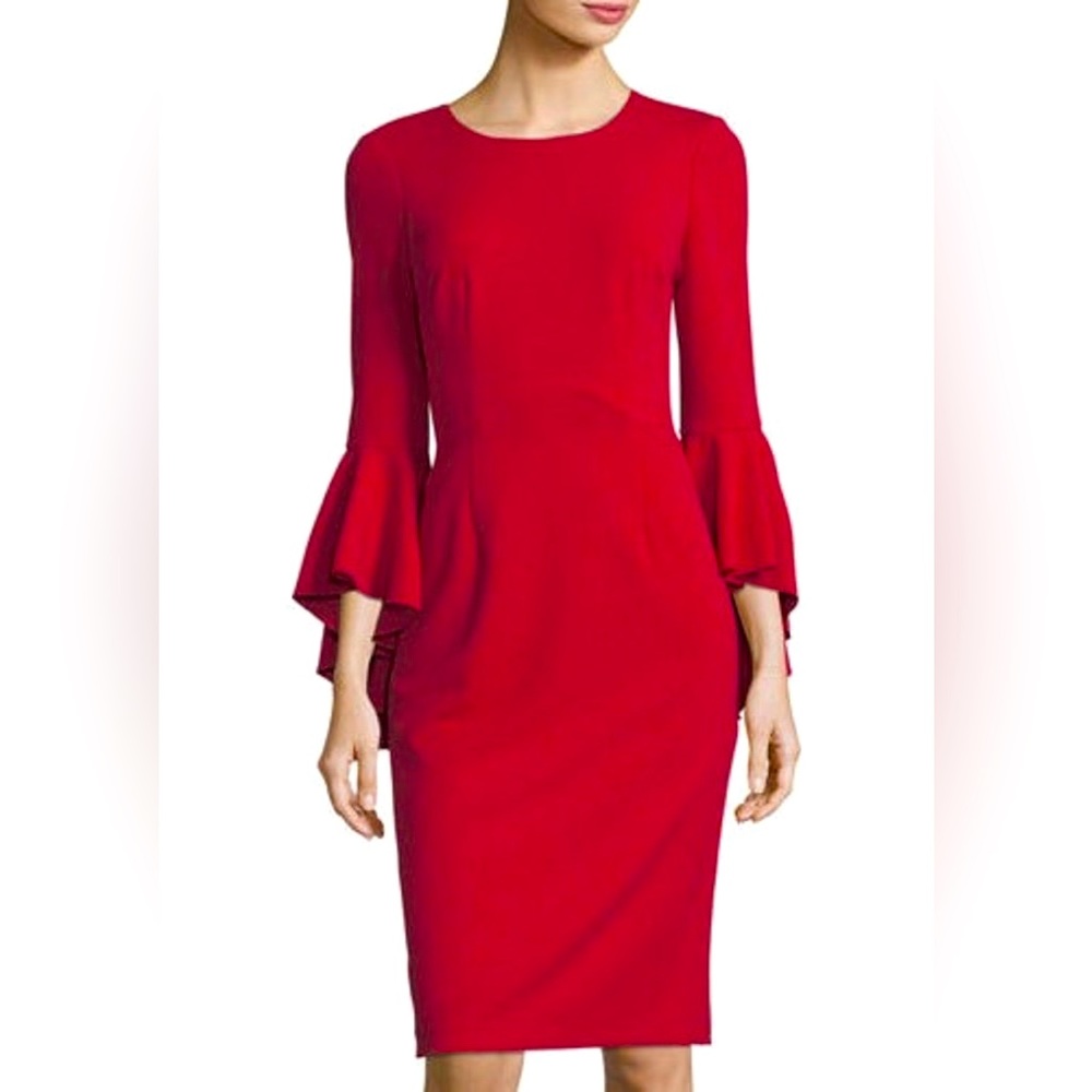 Maggy London, midi dress, flute sleeves, size 4 - Picture 3 of 8